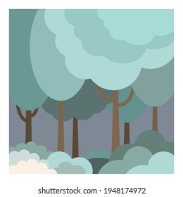 Abstract forest landscape. Vector night background. Postcard. Interior painting