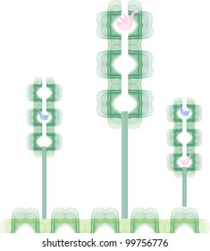 abstract forest of lines with a bird