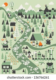 abstract forest and mountain vector background