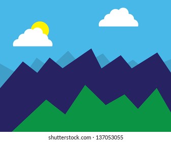 Abstract forest and mountains scene 