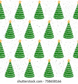 Abstract forest seamless pattern background. Childish simple hand drawn cover for design christmas card, new year wallpaper, scrapbook, holiday wrapping paper, bag print, t shirt etc.