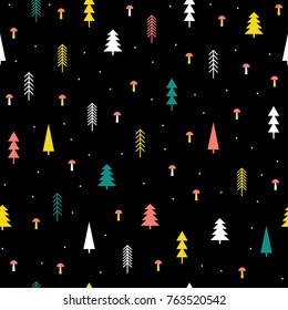Abstract forest seamless pattern background. Childish simple hand drawn cover for design card, wallpaper, album, scrapbook, holiday wrapping paper, textile fabric, bag print, t shirt etc.