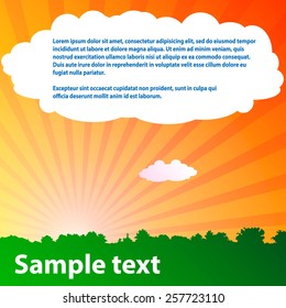 Abstract forest and yellow sky. Vector illustration