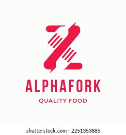 Abstract Fork culinary initial letter Z custom logo design typography restaurant logo vector illustration