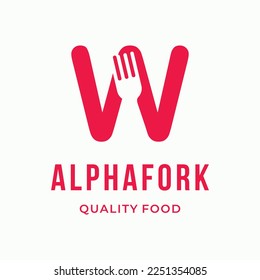 Abstract Fork culinary initial letter W custom logo design typography restaurant logo vector illustration