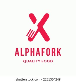Abstract Fork culinary initial letter X custom logo design typography restaurant logo vector illustration