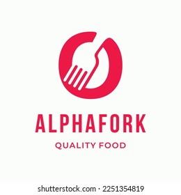 Abstract Fork culinary initial letter O custom logo typography design restaurant vector illustration