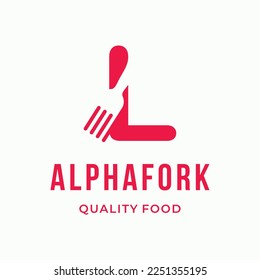 Abstract Fork culinary initial letter L custom logo typography design restaurant  vector illustration