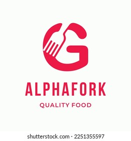 Abstract Fork culinary initial letter G custom logo typography design restaurant vector illustration