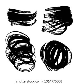 Abstract form black strokes white paper isolated on a white background