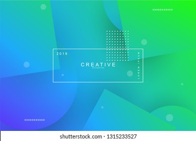 Abstract form composition cool background. Square, circle, wavy, dynamic background, gradient color, flowing shapes. Blur banner design,. Usable for landing page. Trendy and modern background color.
