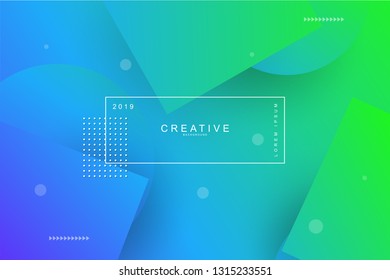 Abstract form composition cool background. Square, circle, wavy, dynamic background, gradient color, flowing shapes. Blur banner design,. Usable for landing page. Trendy and modern background color.