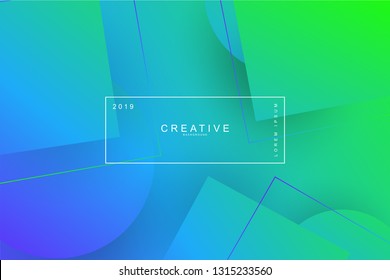 Abstract form composition cool background. Square, circle, wavy, dynamic background, gradient color, flowing shapes. Blur banner design,. Usable for landing page. Trendy and modern background color.