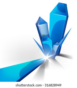 abstract form of crystal blue ice with glare