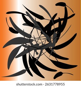 abstract form with falling bird feathers