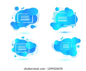 Abstract form of fluid. Liquid design. Isolated gradient waves with geometric lines, dots and lines. Vector illustration on white background.