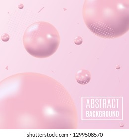 Abstract form of fluid. Liquid design. Isolated gradient waves with geometric lines, dots and lines. Vector illustration on pink background. For brochures and posters advertising.