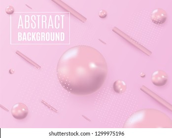 Abstract form of fluid. Liquid design. Isolated gradient waves with geometric lines, dots and lines. Vector illustration on pink background. For brochures and posters advertising.