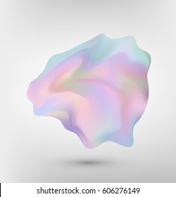 Abstract form with a holographic color.  Iridescent streaks on a white checkered background. Modern style trends . Bright holographic backgrounds. Vector illustration 10 eps.
