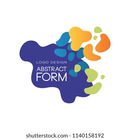 Abstract form logo design, brand identity element in flat style, multicolor artistic blots and stains vector Illustration on a white background
