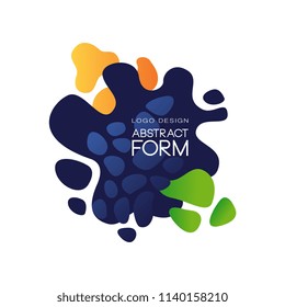 Abstract form logo design, brand identity element in flat style, artistic blots and stains vector Illustration on a white background