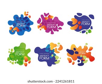 Abstract Form Logo Design with Colorful Fluid Shapes Vector Set.