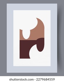 Abstract form minimalistic sketch wall art print. Contemporary decorative background with sketch. Wall artwork for interior design. Printable minimal abstract form poster.