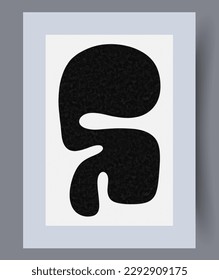 Abstract form monochrome minimalism wall art print. Wall artwork for interior design. Printable minimal abstract form poster. Contemporary decorative background with minimalism.