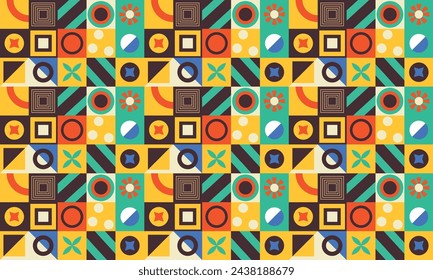 Abstract form retro design geometric pattern background shapes element Modern bauhaus style  basic figures line and circles vector design element bauhaus
