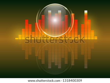 Abstract form of sound wave, digital equalizer, sound impulses of musical rhythm. Bright background for your design. Vector illustration