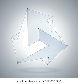 Forma abstracta, formas geométricas transparentes, 3 flechas