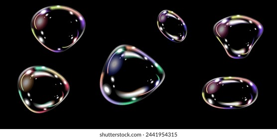 Abstract form transparent soap bubble set