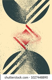 Abstract forms background with splash texture. Retro vector illustration.