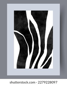 Abstract forms chaotic tracery wall art print. Printable minimal abstract forms poster. Contemporary decorative background with tracery. Wall artwork for interior design.