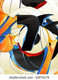 abstract forms, design elements, graffiti