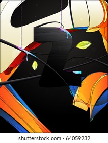 abstract forms, design elements, graffiti