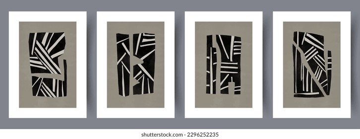 Abstract forms esoteric figures wall art print. Wall artwork for interior design. Contemporary decorative background with figures. Collection, set. Printable minimal abstract forms poster.