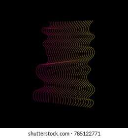 Abstract forms of lines. Creative art from colored lines isolated on black. Transitions from lines. Vector illustration