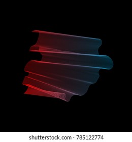 Abstract forms of lines. Creative art from colored lines isolated on black. Transitions from lines. Vector illustration