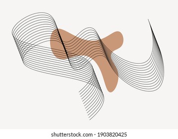 Abstract forms with lines and spot, earth colors