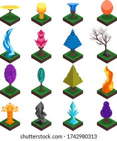 Abstract forms of nature in the form of icons for games and design