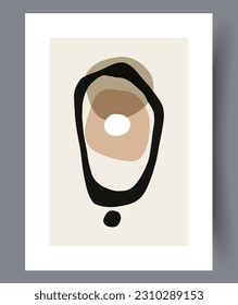 Abstract forms shambolic conceptualism wall art print. Wall artwork for interior design. Contemporary decorative background with conceptualism. Printable minimal abstract forms poster.