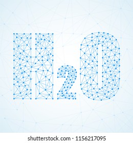 Abstract formula H2O with lines and dots. Vector