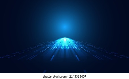 Abstract forward light perspective on blue background digital futuristic modern hi-tech space