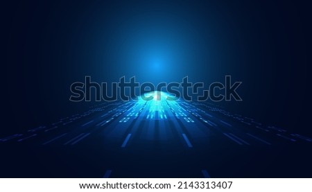 Abstract forward light perspective on blue background digital futuristic modern hi-tech space