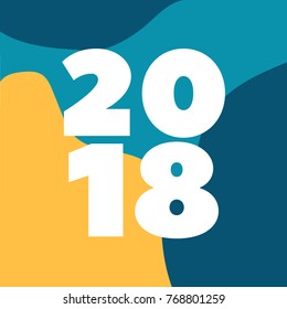 Abstract four colour background 2018 with white text