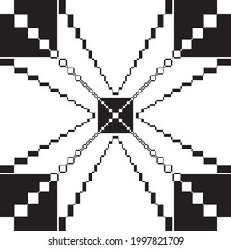 Abstract four corner string chains structure black on transparent background designer cut