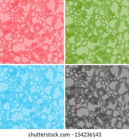 Abstract four different colors seamless vector patterns of translucent spherical bubbles
