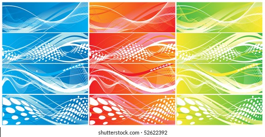 Abstract four different type color wave element vector backgrounds for design. vector illustration