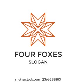 Abstract four foxes logo design